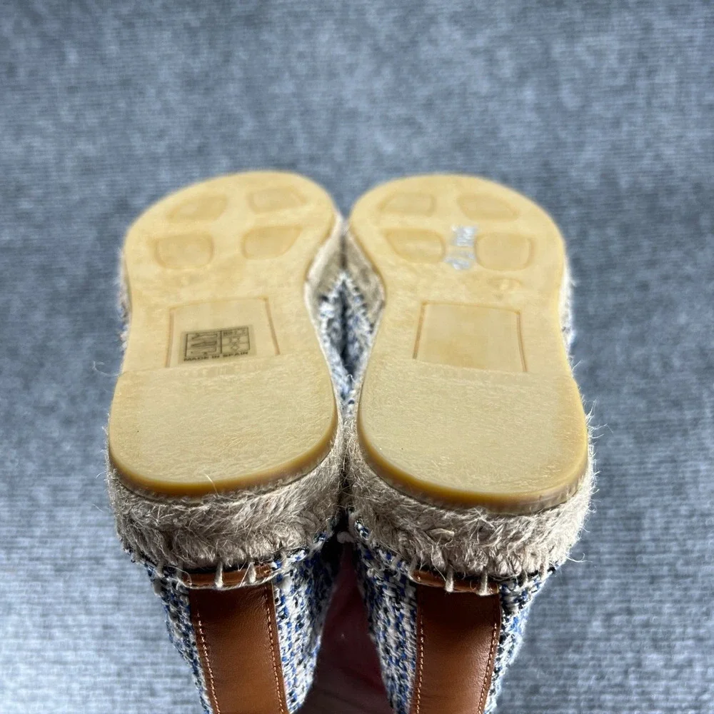 J Mclaughlin Espadrille Slip On Shoes Womens 9 Alexa Denim Natural Cap Toe Flats